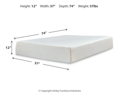Ashley Chime 12 Inch Memory Foam White Twin Mattress in a Box