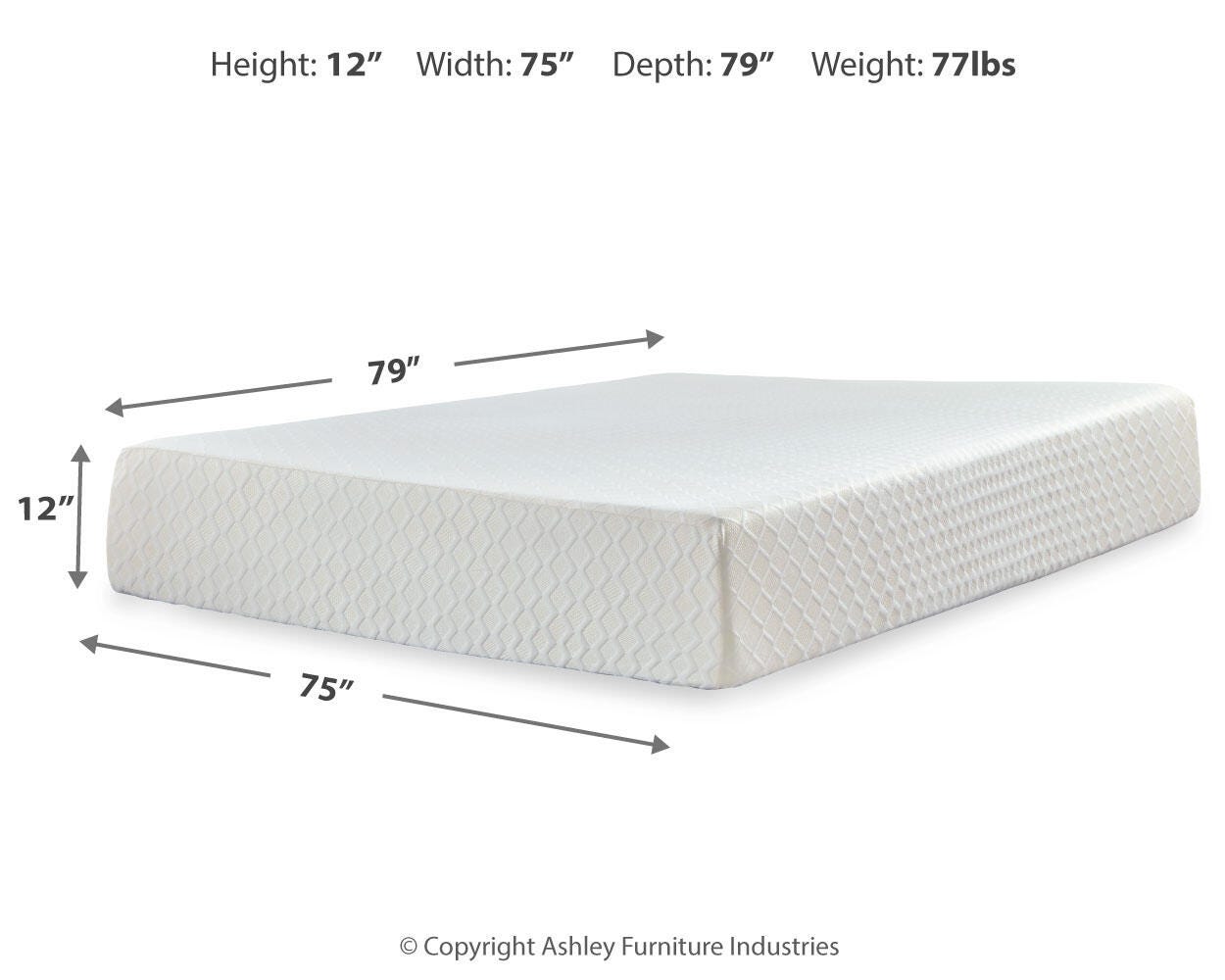 Ashley Chime 12 Inch Memory Foam White California King Mattress in a Box