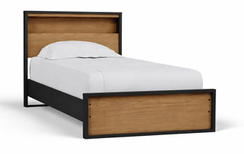 Ashley Kozmour Black Brown Twin Bookcase Complete Bed Frame