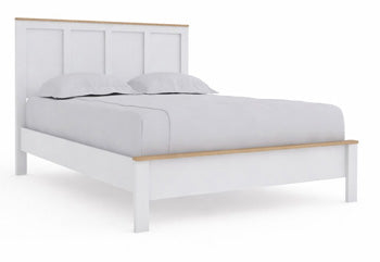 Ashley Kerisden White Brown Queen Panel Complete Bed Frame