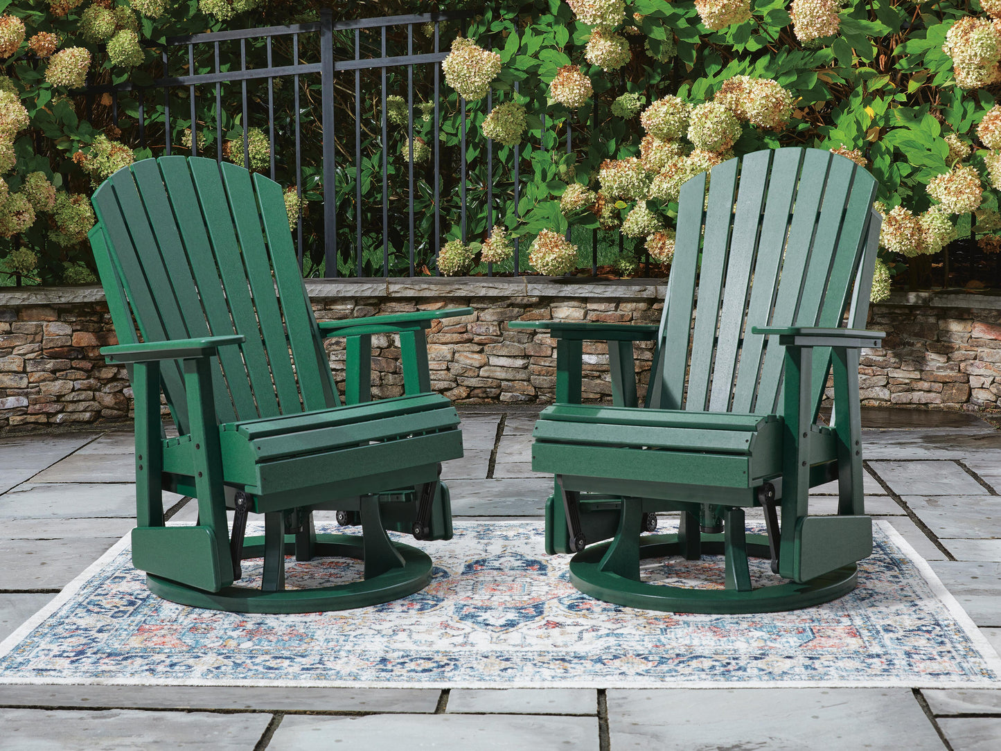 Ashley Hyland Wave Green Outdoor Swivel Glider Chair