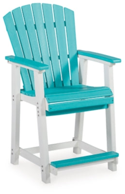 Ashley Eisely Turquoise White Outdoor Counter Height Bar Stool (Set of 2)