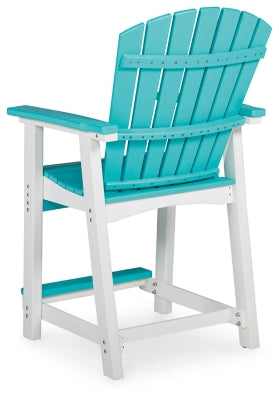 Ashley Eisely Turquoise White Outdoor Counter Height Bar Stool (Set of 2)