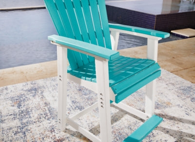 Ashley Eisely Turquoise White Outdoor Counter Height Bar Stool (Set of 2)