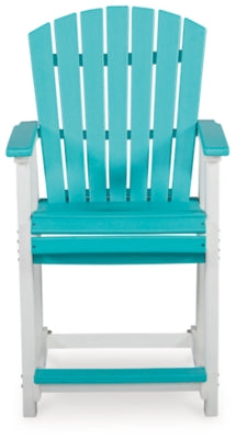 Ashley Eisely Turquoise White Outdoor Counter Height Bar Stool (Set of 2)