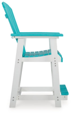 Ashley Eisely Turquoise White Outdoor Counter Height Bar Stool (Set of 2)