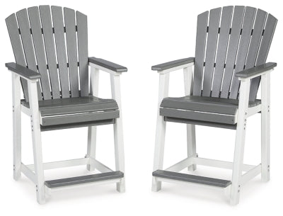 Ashley Transville Gray White Outdoor Counter Height Bar Stool (Set of 2)