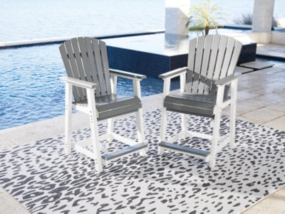 Ashley Transville Gray White Outdoor Counter Height Bar Stool (Set of 2)