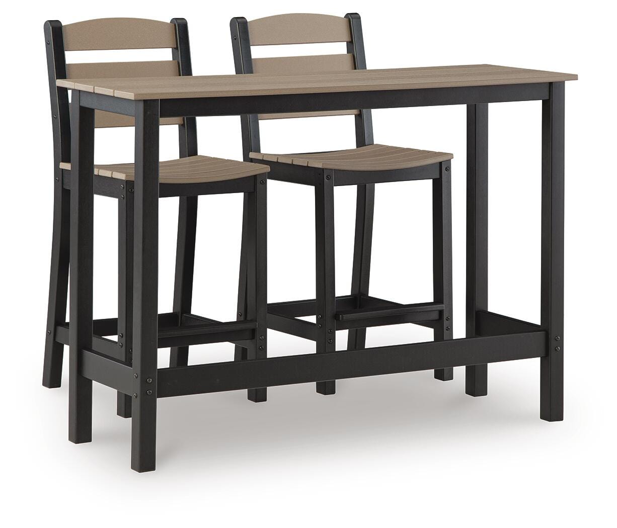 Ashley Moondance Black Beige Outdoor Counter Table and 2 Barstools (Set of 3)