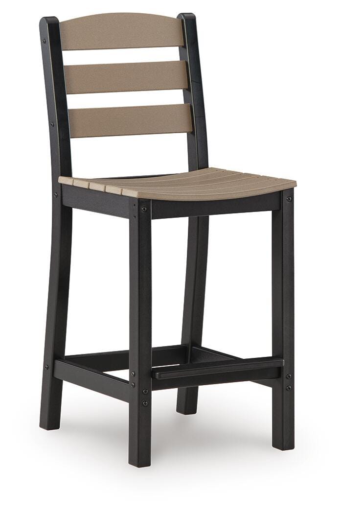 Ashley Moondance Black Beige Outdoor Counter Table and 2 Barstools (Set of 3)
