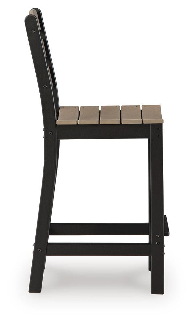 Ashley Moondance Black Beige Outdoor Counter Table and 2 Barstools (Set of 3)
