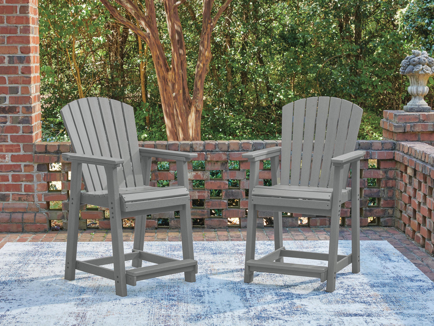 Ashley Ross Cove Dark Gray Outdoor Counter Height Bar Stool (Set of 2)