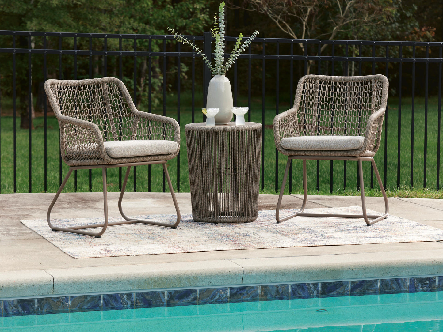 Ashley Monarch Heights Beige Outdoor Table and 2 Chairs (Set of 3)