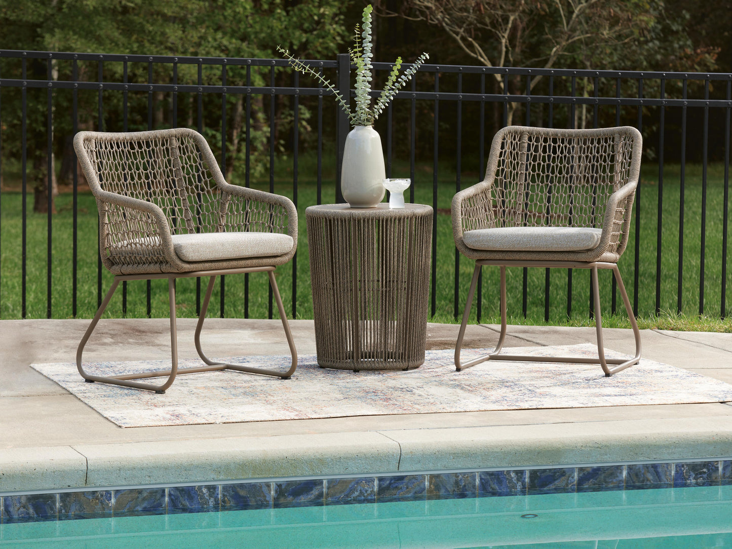 Ashley Monarch Heights Beige Outdoor Table and 2 Chairs (Set of 3)