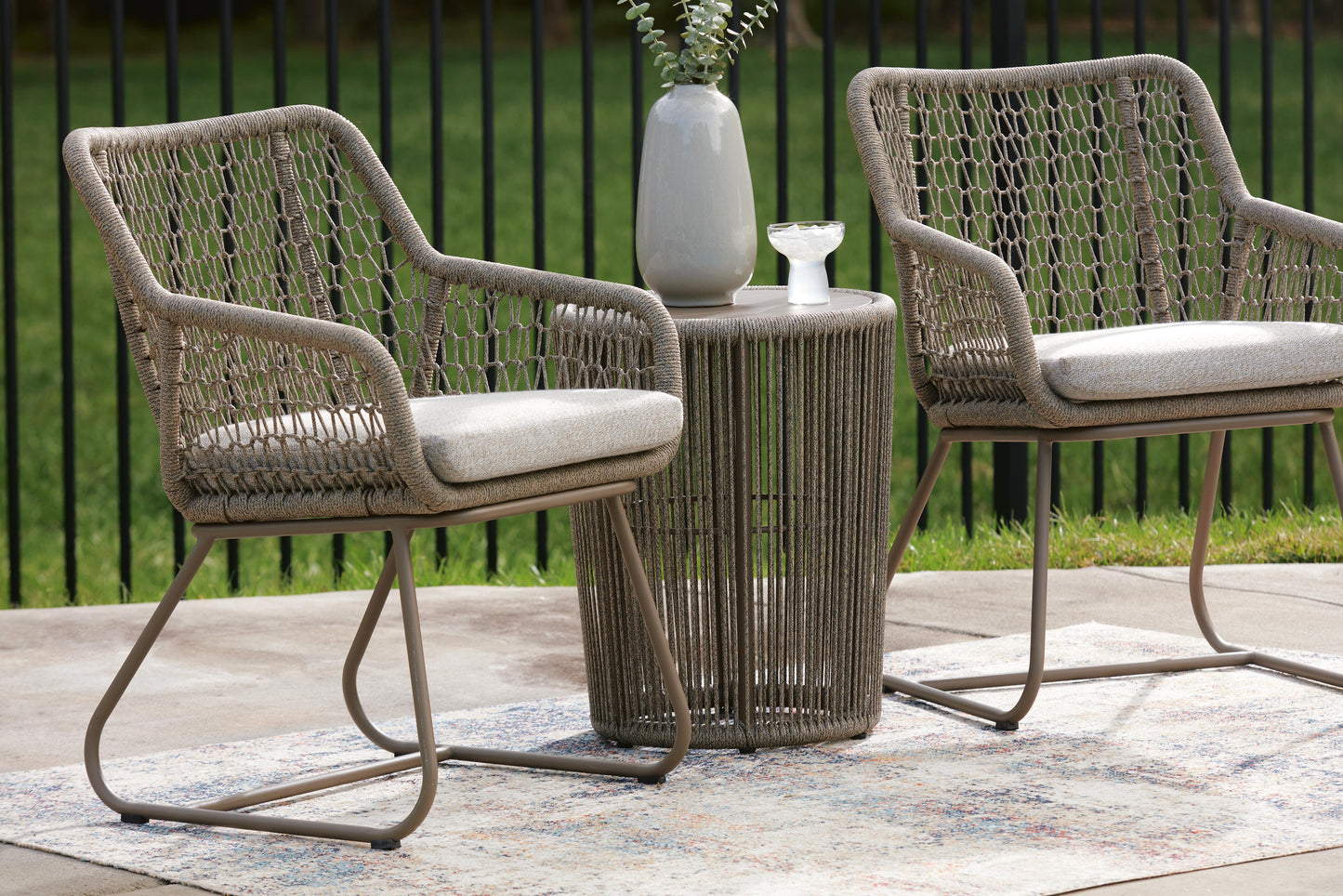 Ashley Monarch Heights Beige Outdoor Table and 2 Chairs (Set of 3)