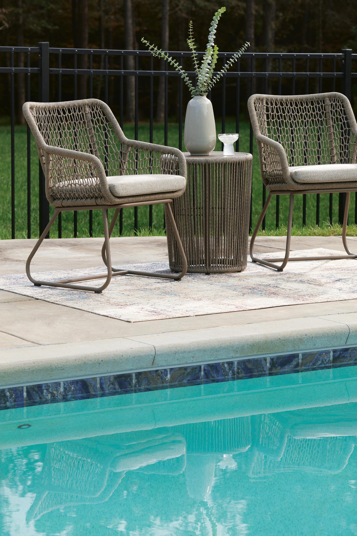 Ashley Monarch Heights Beige Outdoor Table and 2 Chairs (Set of 3)
