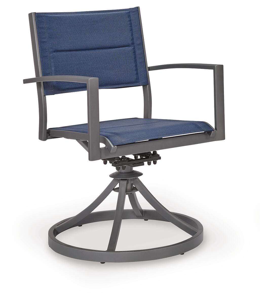 Ashley Point Bonita Blue Gray Outdoor Sling Swivel Chair (Set of 2)