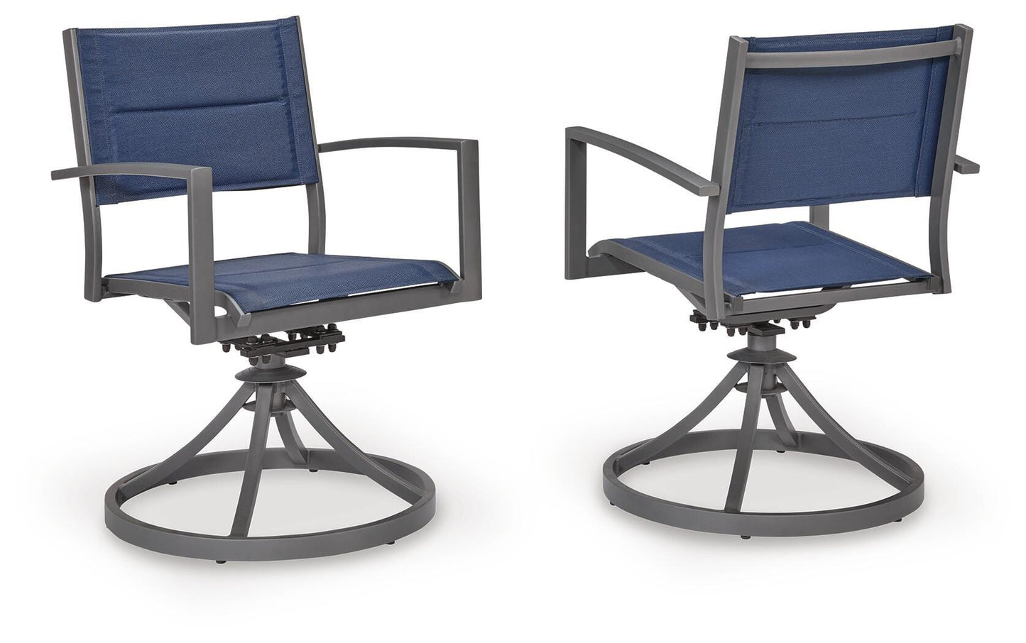 Ashley Point Bonita Blue Gray Outdoor Sling Swivel Chair (Set of 2)