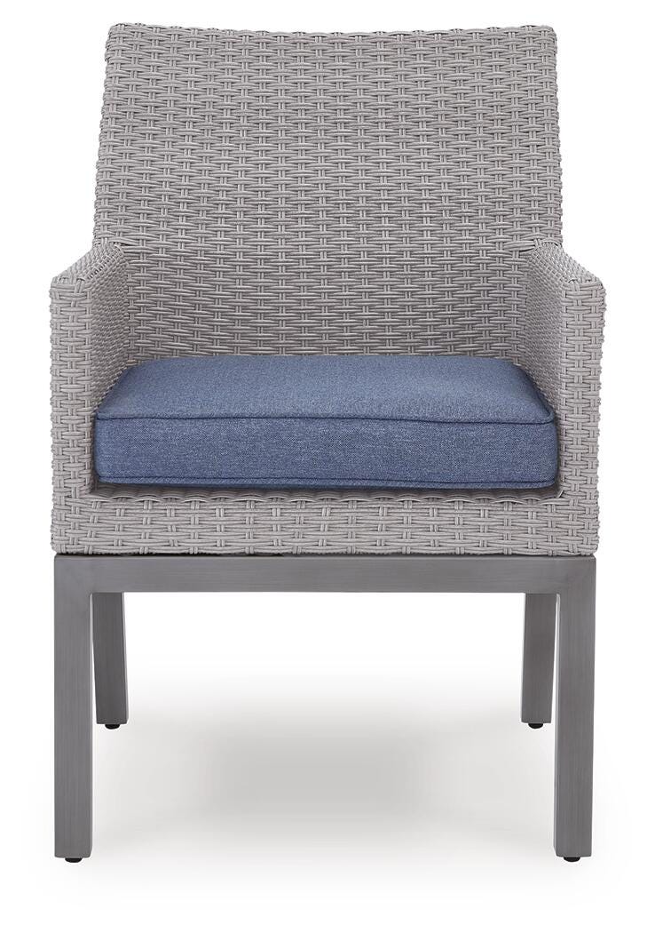 Ashley Dillon Beach Blue Gray Outdoor Arm Chair with Cushion (Set of 2)