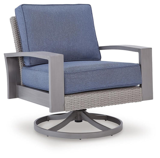 Ashley Dillon Beach Blue Gray Outdoor Swivel Lounge Chair with Cushion