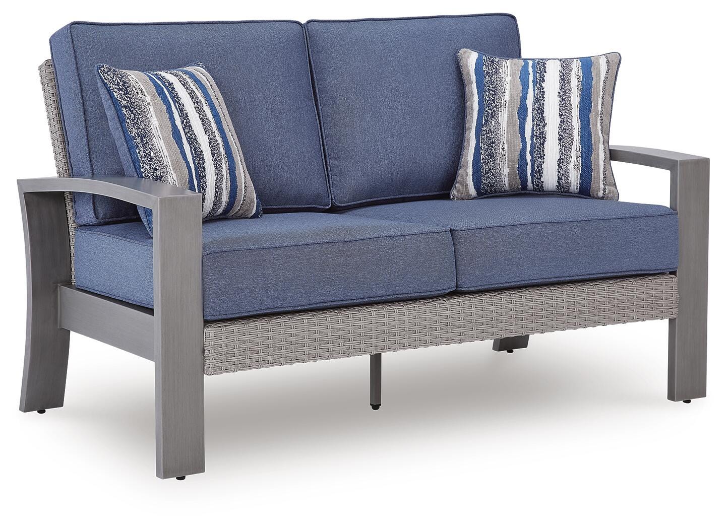 Ashley Dillon Beach Blue Gray Outdoor Loveseat with Cushion