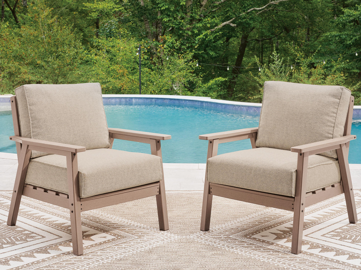 Ashley Cliffs Beach Driftwood Outdoor Lounge Chair with Cushion (Set of 2)