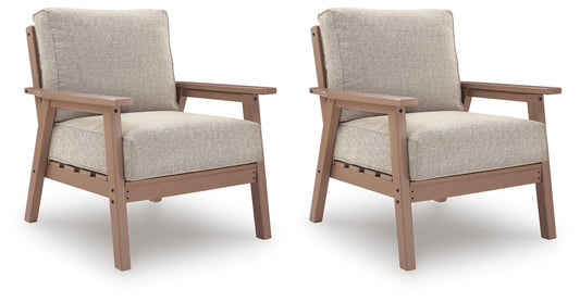 Ashley Cliffs Beach Driftwood Outdoor Lounge Chair with Cushion (Set of 2)