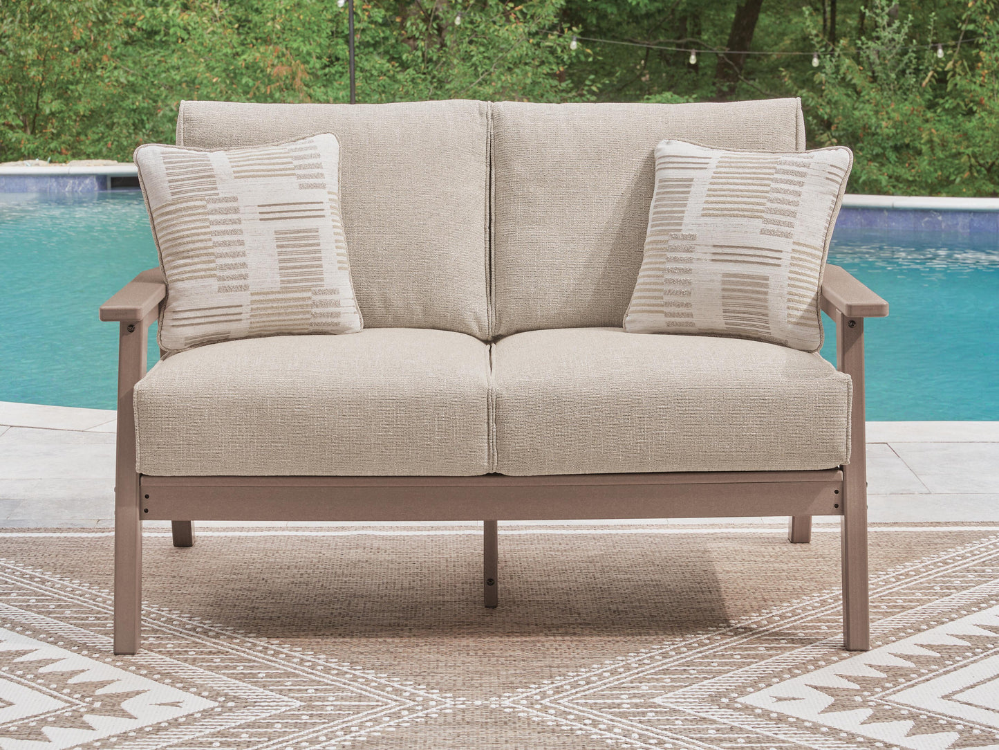 Ashley Cliffs Beach Driftwood Outdoor Loveseat with Cushion