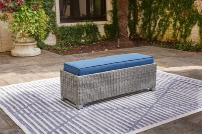 Ashley Naples Beach Light Gray Outdoor Bench with Cushion
