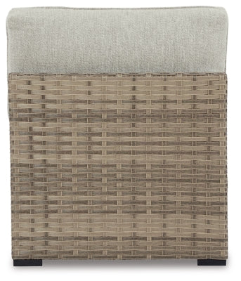 Ashley Calworth Beige Outdoor Armless Chair with Cushion (Set of 2)