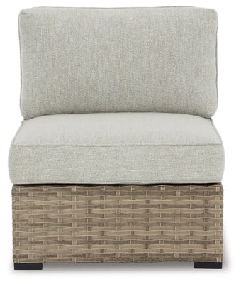Ashley Calworth Beige Outdoor Armless Chair with Cushion (Set of 2)