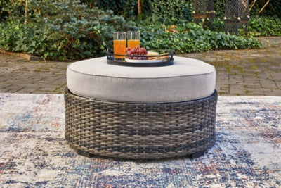 Ashley Harbor Court Gray Ottoman with Cushion