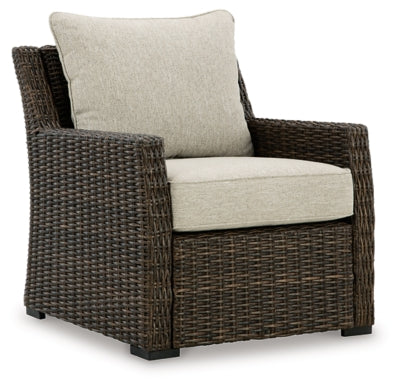 Ashley Brook Ranch Brown Outdoor Lounge Chair with Cushion