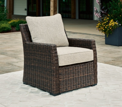 Ashley Brook Ranch Brown Outdoor Lounge Chair with Cushion