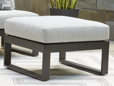 Ashley Beachloft Black Gray Outdoor Ottoman with Cushion