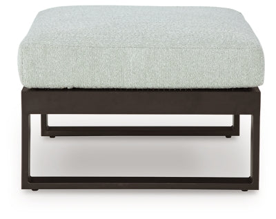 Ashley Beachloft Black Gray Outdoor Ottoman with Cushion