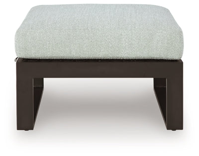 Ashley Beachloft Black Gray Outdoor Ottoman with Cushion