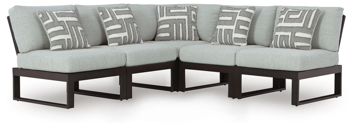 Ashley Beachloft Black Gray 5-Piece Outdoor Sectional