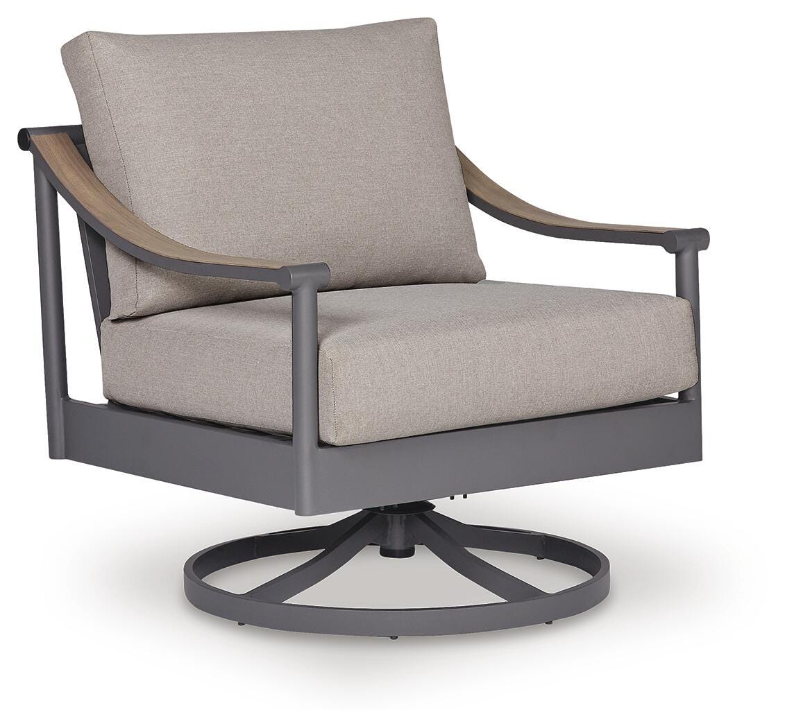 Ashley North Island Gray Outdoor Swivel Lounge with Cushion