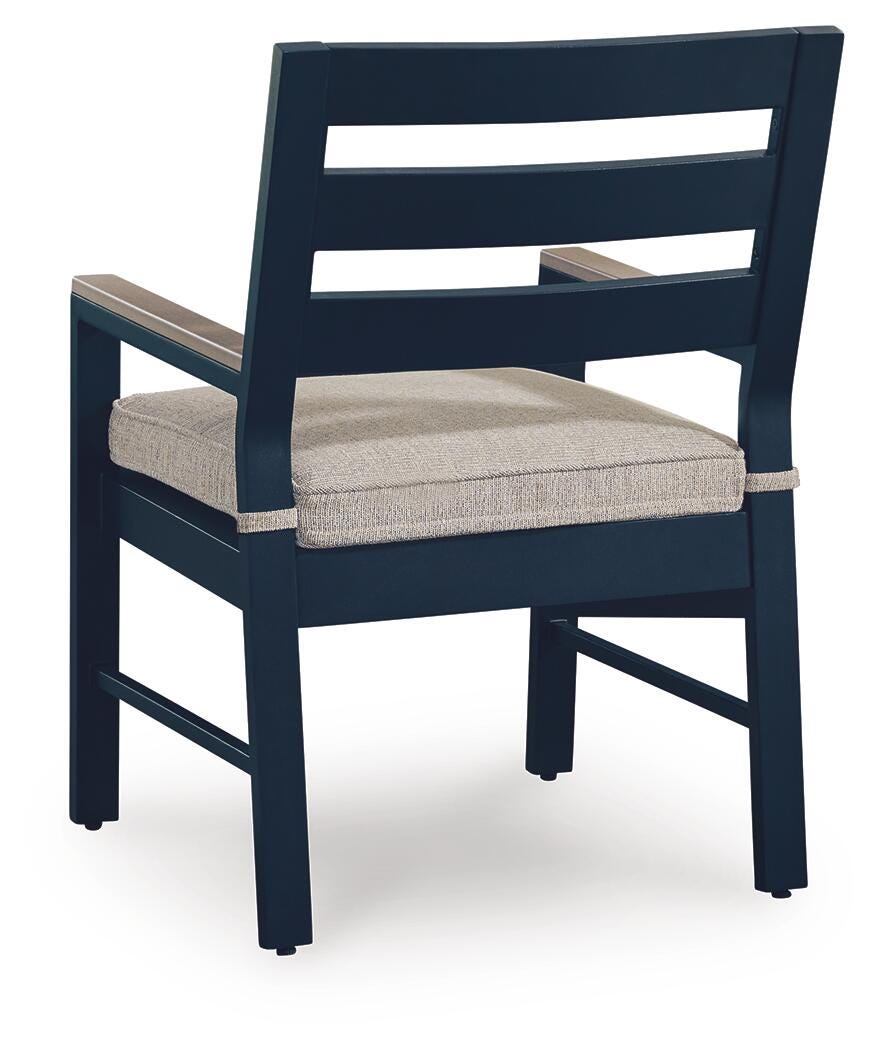 Ashley Mabry Shores Navy Blue Driftwood Outdoor Arm Chair with Cushion (Set of 2)