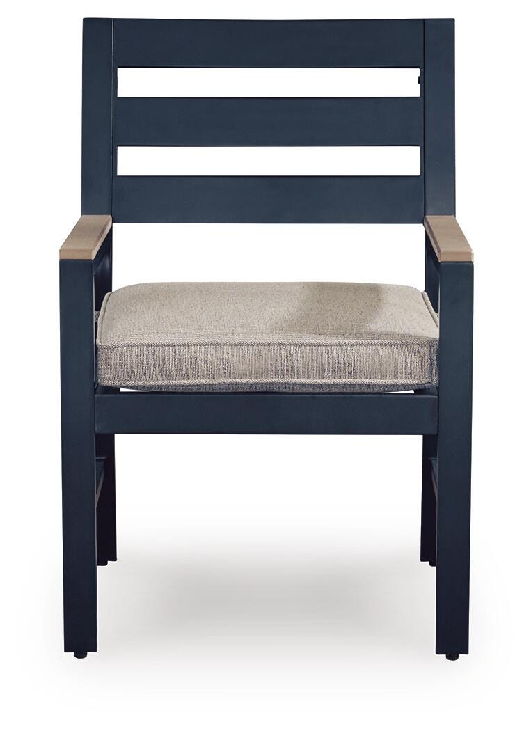 Ashley Mabry Shores Navy Blue Driftwood Outdoor Arm Chair with Cushion (Set of 2)