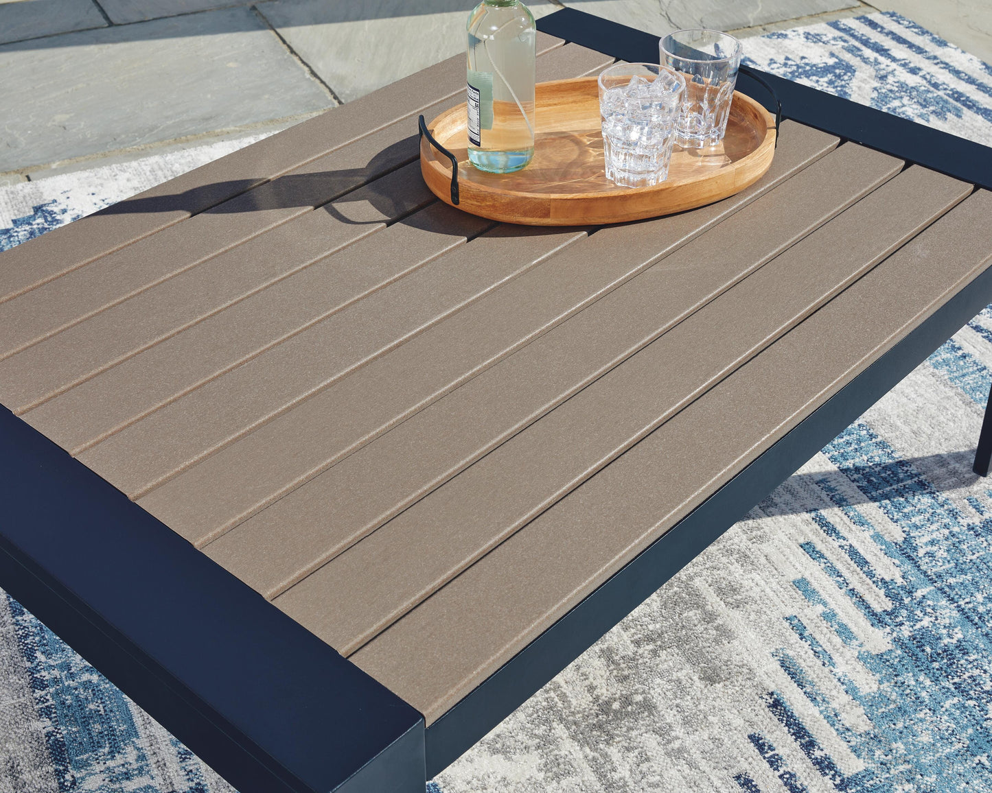 Ashley Mabry Shores Navy Blue Driftwood Outdoor Coffee Table