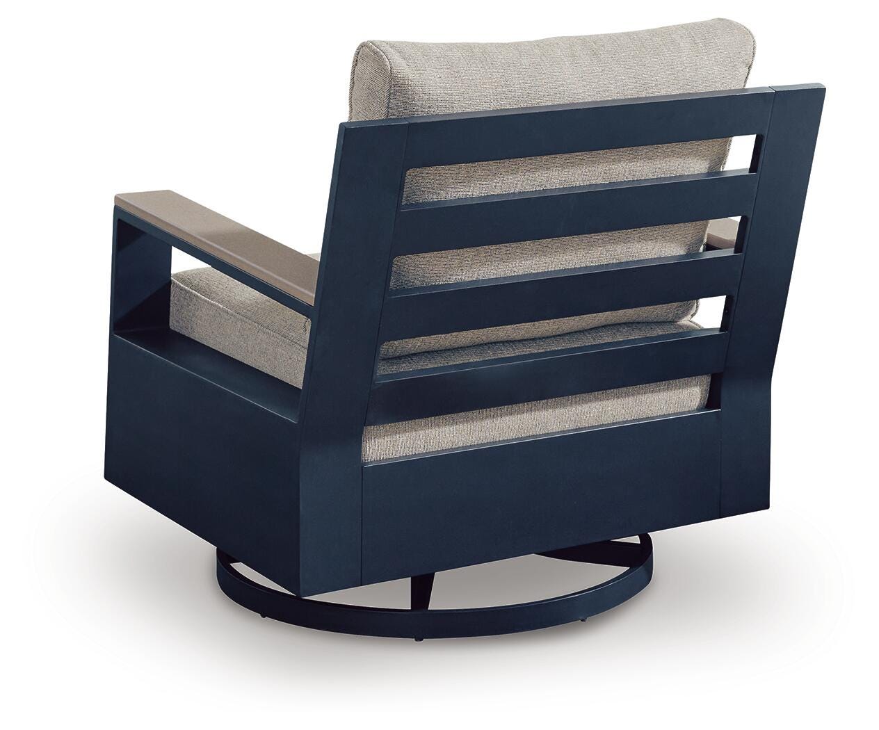 Ashley Mabry Shores Navy Blue Driftwood Outdoor Swivel Glider Chair with Cushion
