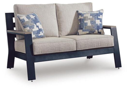 Ashley Mabry Shores Navy Blue Driftwood Outdoor Loveseat with Cushion