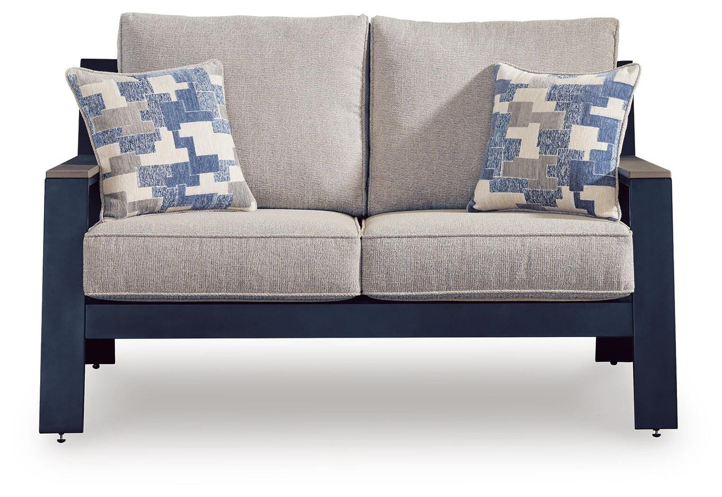 Ashley Mabry Shores Navy Blue Driftwood Outdoor Loveseat with Cushion