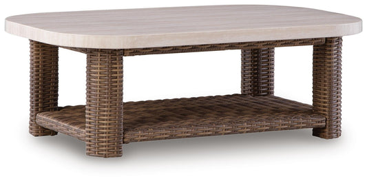 Ashley Angel Island Beige Brown Outdoor Coffee Table