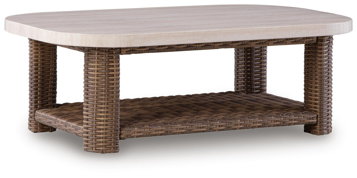 Ashley Angel Island Beige Brown Outdoor Coffee Table