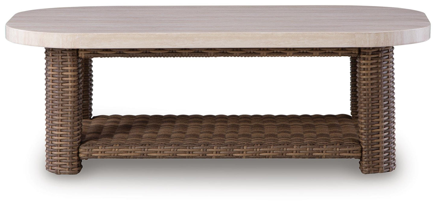 Ashley Angel Island Beige Brown Outdoor Coffee Table