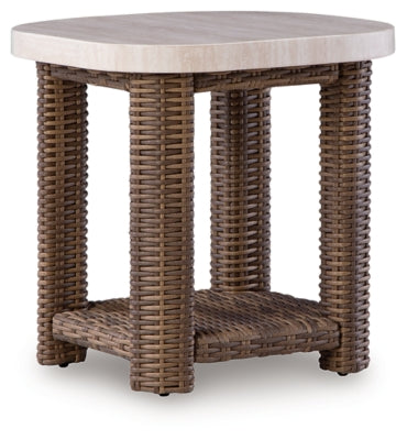 Ashley Angel Island Beige Brown Outdoor End Table