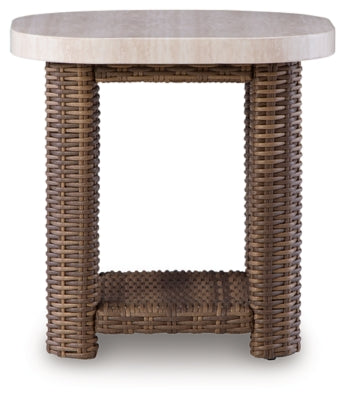 Ashley Angel Island Beige Brown Outdoor End Table